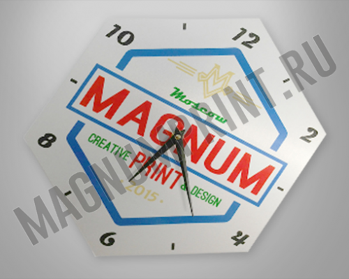 Настенные часы с логотипом металлические из листового алюминия методом прямой цифровой печати
